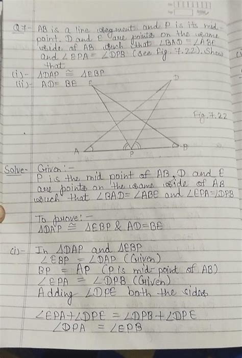 AB is a line segment and P is its midpoint D and E are points on the ...