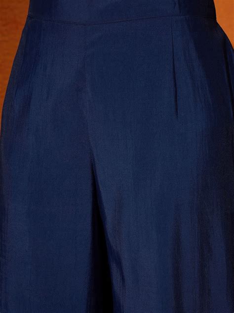 Floral Embroidered Regular Mirror Work A-Line Kurta with Palazzo ...