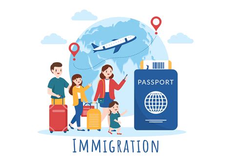 Immigration Template Hand Drawn Cartoon Flat Illustration of Document with Visa and Passport for ... - Moving Illustration