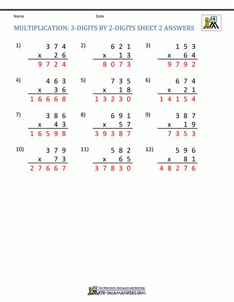 Two-Digit by Two Digit Multiplication 4th Grade 的图像结果