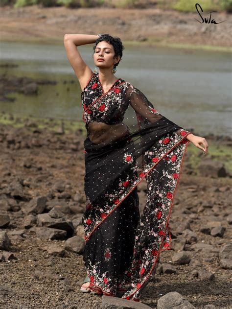 Black Designer Silk Organza Saree|Mystique Mirage|Suta