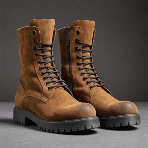 Brown Suede Leather Oriella Lace Up Chunky Derby Boots with Zipper and ...