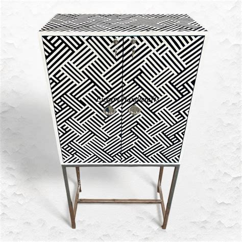 Resin Inlay Optical Bar Cabinet Black – Luxury Handicrafts