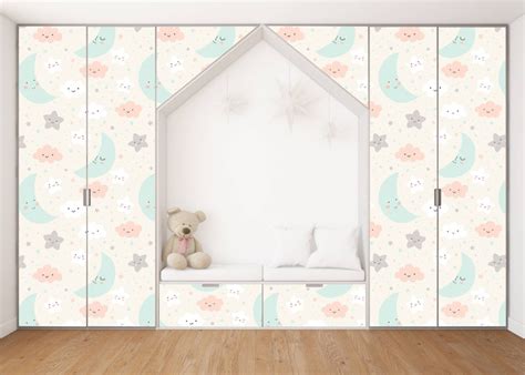 Moon And Star Sketch Self Adhesive Sticker For Wardrobe – Myindianthings