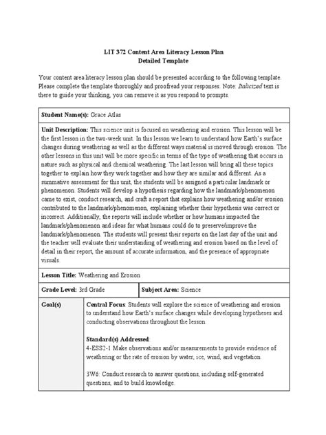 Image result for Learning Area in Lesson Plan Example