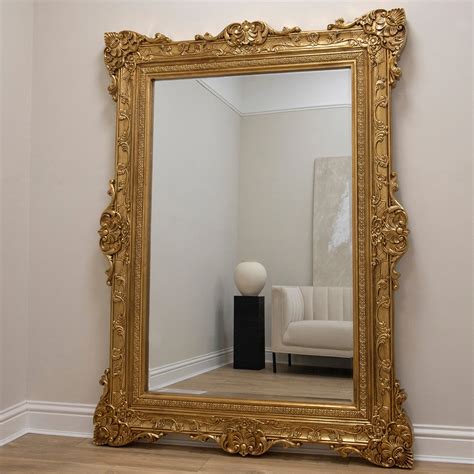 Ornate Gold Floor Mirror 190cm x 140cm - Ella Grande