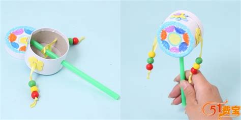 塑料盒手工制作儿童玩具拨浪鼓的做法╭★ 肉丁网