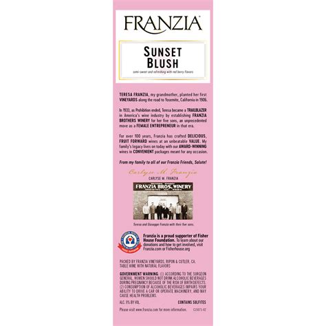 Franzia Sunset Blush House Favorites Rose Wine, 5 L Bag in Box, 9% ABV ...