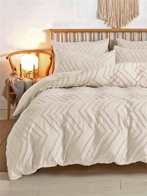Amazon.com: Nanko Beige Duvet Cover King Size, 3pc Boho Tufted Textured ...
