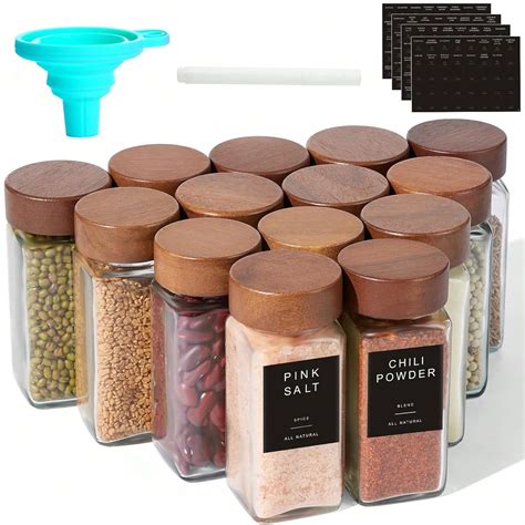 Glass Vanilla Spice Jar With Wooden Lid, Labeled Spice Container ...