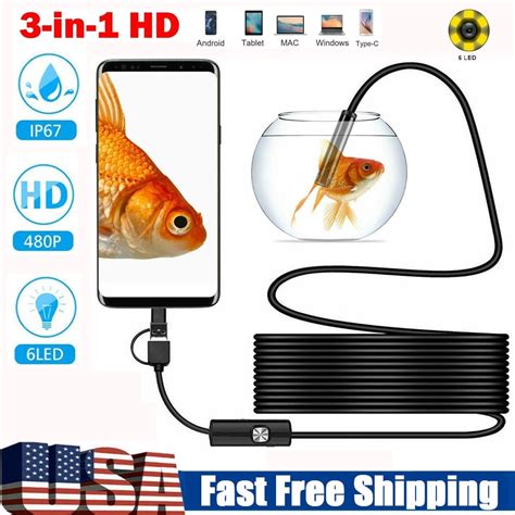 Buy Oiiwak 3IN1 USB 6 LEDs Endoscope Camera 7mm Mini Borescope Camera ...