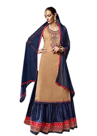 Buy BKRKJ Women's Jam Cotton Silk Fabric Semi-stitched Hand Work ...
