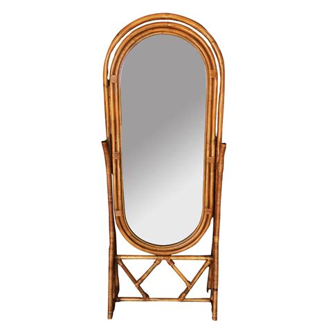 Free Standing Full Length Rattan Floor Mirror by Interlude at 1stDibs ...