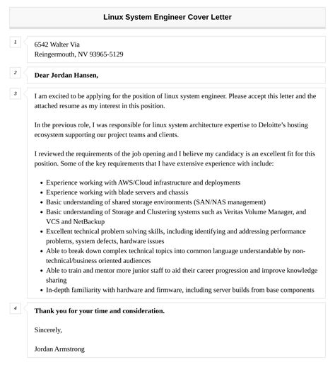 Image result for Cover Letter Examples Linux System Engineer