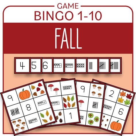 Fall/Autumn Game - Bingo Counting 1-10 - Numbers, Ten Frames and Tally Mark | Made By Teachers