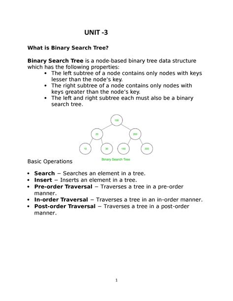 UNIT 4 DS - notes for students - UNIT - What is Binary Search Tree ...