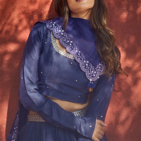 Violet Indigo Muslin Zari 3pc Gathered Skirt Dress – Jay Vijay Prints ...