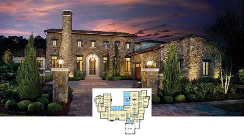 Tuscan Courtyard Floor Plans Luxury Home Plans 1 Story Home W/ Large