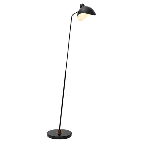 Double Floor Lamp, Antique Brass and Black Finish, Black Marble Base ...