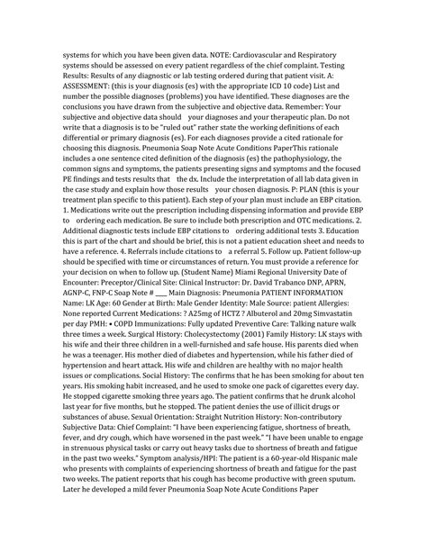 Image result for Soap Note Example Pneumonia