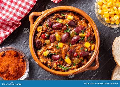 Traditional Mexican Tex Mex Chili Con Carne in a Bowl Stock Photo ...