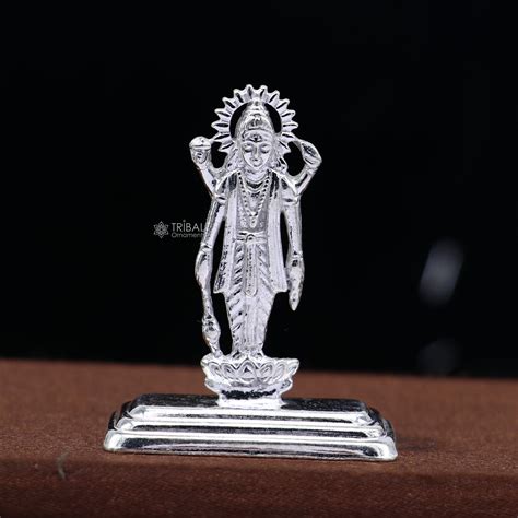 Divine sterling silver handmade Lord Vishnu Standing statue or Narayana ...