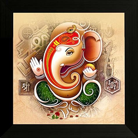 SAF Diwali Gift 'Ganesh' Modern Art UV Textured Framed Painting (34 cm ...