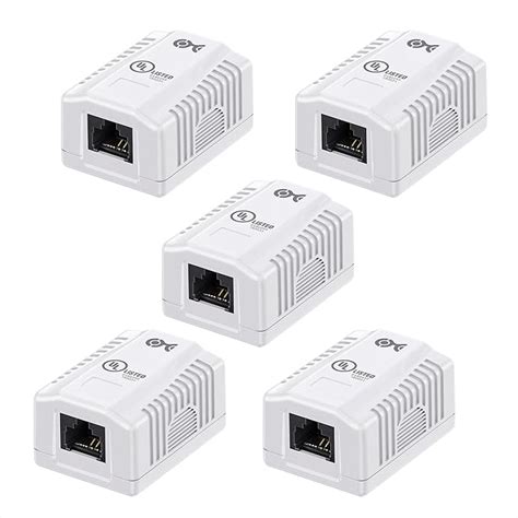 Cable Matters (5 Pack) Cat6 RJ45 Surface Mount Box - 1 Port in White ...