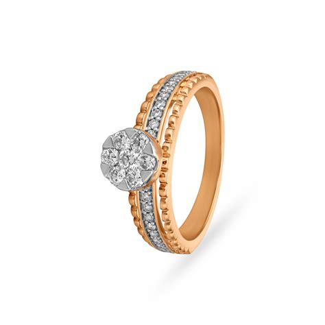 Shimmering Dual Toned Diamond Solitaire Look Ring