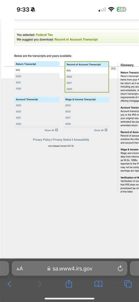 Image result for IRS Transcript