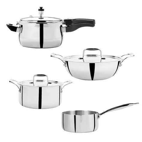 VINOD Doniv Titanium Triply Stainless Steel 4 Piece Jumbo Cookware Set ...