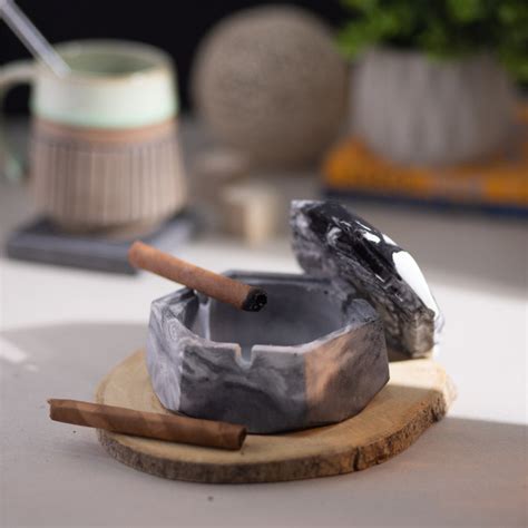 Hextray Nero marble - Hexagonal Geometric Ashtray for Indoor, Outdoor ...