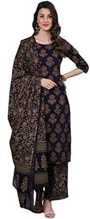 Arayna Women's Floral Printed Pure Cotton Kurti Palazzo Pants Set with ...