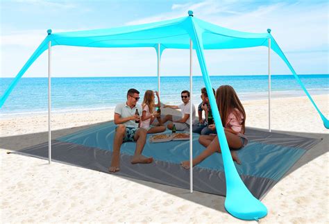 Beach Tent Canopy 10'x10' Sun Shelter for 6-8 Person, UPF 50 ...