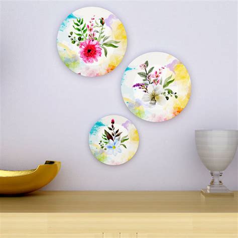 Nature Inspired Floral Design Ceramic Wall Plate for Home and Office D ...