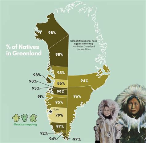 % of Natives in Greenland : r/MapPorn