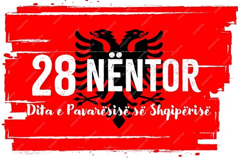 Premium Vector | 28 november albanian independence day flag with grunge ...