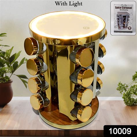 LED Spice Rack Organizer, Rotating Spice Rack with Free 16 Seasoning J ...