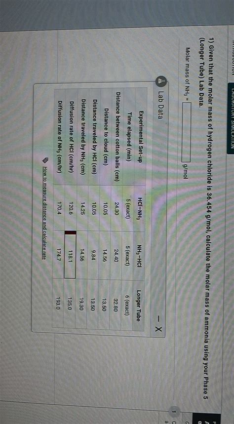 1) Given that the molar mass of hydrogen chloride is 36.454 g / mol ...