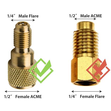 Buy AC R12 to R134a Refrigerant Tank Brass Adapter 1/4 SAE Male to 1/2 ...