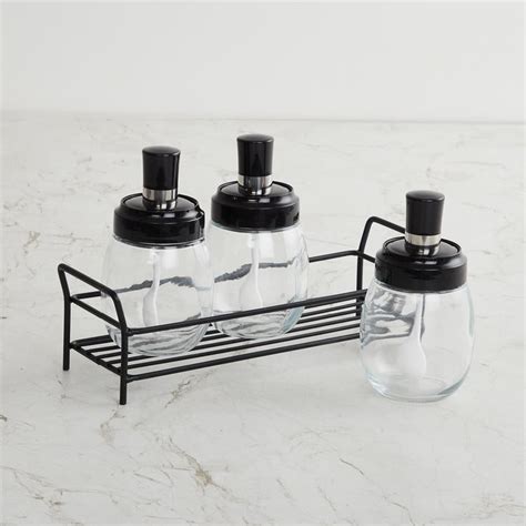 Buy Corsica Essentials Set of 3 Glass Spice Jars with Stand from Home ...