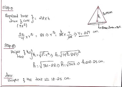 4 persons live in a conical tent of slant height 19 cm. if each person ...