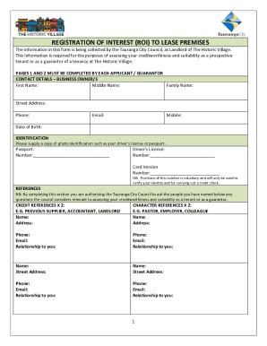 Fillable Online REGISTRATION OF INTEREST (ROI) TO LEASE PREMISES Fax ...