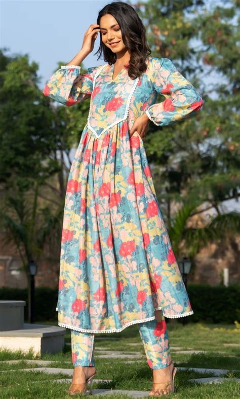Multi Color Floral Kurta Set – House Of Jamoti