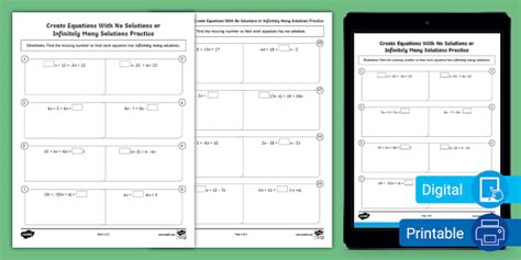 Eighth Grade Create Equations With No Solutions or Infinitely Many ...