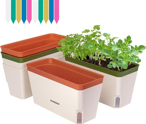 Amazon.com : VIVOSUN Self-Watering Planters, 4-Pack 10.5 Inch Compact ...
