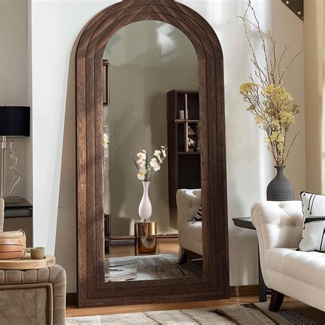 Amazon.com: ZHUNFA Arched Full Length Mirror with Solid Wood Frame ...