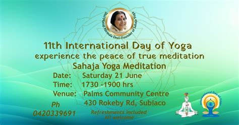 International Day of Yoga - Sahaja Yoga Meditation, Subiaco Palms ...