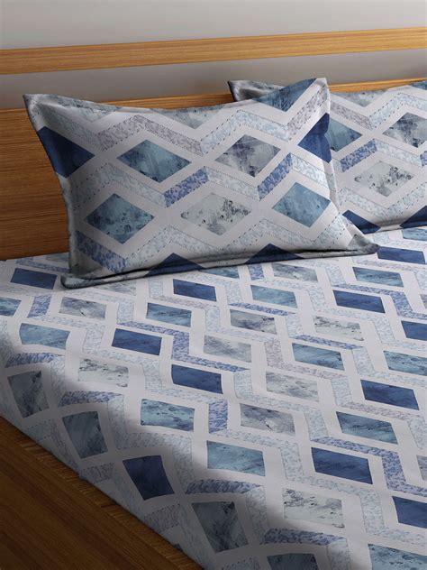 Klotthe Multicolor Geometric 400 TC Pure Cotton Double Bedsheet Set in ...