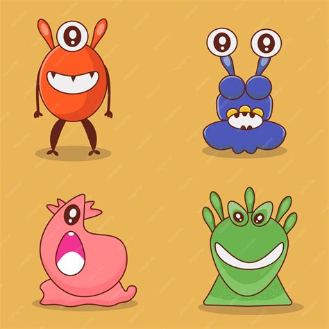 Funny and cute colourful monsters for halloween with big open mouths ...